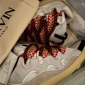 Lanvin White Sneakers with Colorful Patterned Laces
